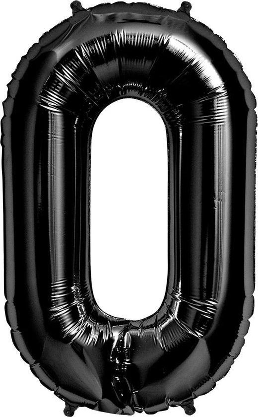 Helium ballon - Cijfer ballon - Nummer 0 - 0 jaar - Verjaardag - Zwart - Zwarte ballon -