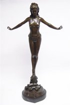 Beeld - vrouw in bikini - decoratief - brons - 70,5 cm hoog