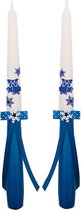 Kerstkaarsen,  Dinerkaarsen Blauw  set van 2 stuks