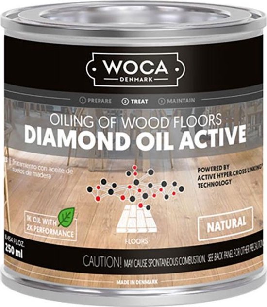 WOCA Denmark Diamond Oil Active Natur 2, 5 L - Parkettöl für ein extrem langlebiges Holzfinish auf pflanzlicher Basis