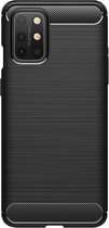 Shop4 - OnePlus 8T Hoesje - Zachte Back Case Brushed Carbon Zwart