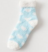 Sokken dames warm - sleep - thuissokken -extra zacht - blauw - print hartjes 36-40