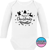 Baby rompertjes - My first Christmas - maat 74/80 - lange mouwen - baby - baby kleding jongens - baby kleding meisje - rompertjes baby - rompertjes baby met tekst - kraamcadeau meisje - kraam