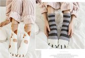 Warme sokken dames - 2 paar - Fluffy sokken - print kat - huissokken / bedsokken - zwart - grijs - bruin / - gestreept / gestipt - extra zacht - 36-40