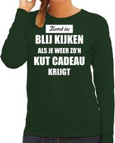 Groene foute Kersttrui / sweater - Kerst is blij kijken / kut cadeau - dames - Kerstkleding / Christmas outfit XS