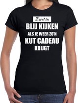 Zwart fout Kerstshirt / t-shirt - Kerst is blij kijken / kut cadeau - dames - Kerstkleding / Christmas outfit L