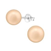 Aramat jewels ® - Pareloorbellen licht zalm glas parel 925 zilver 8mm