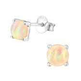 Aramat jewels ® - Zilveren oorbellen opaal 925 zilver zalm 5mm