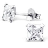 Aramat jewels ® - Oorbellen vierkant zirkonia 925 zilver transparant 5mm