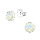 Aramat jewels ® - Oorknoppen opaal wit 925 zilver 5mm kinderen