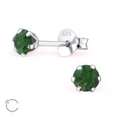Aramat jewels ® - Kinder oorbellen rond swarovski elements kristal 925 zilver opaal groen 4mm
