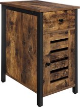 MIRA Home - Bijzettafel - Nachtkastje - Industriële kast - Vintage - Lade - Deur - Bruin/zwart - 30x50x60
