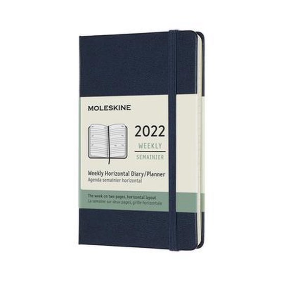 Moleskine 2022 Weekly Horizontal Planner, 12m, Pocket, Sapphire Blue, Hard Cover (3.5 X 5.5)