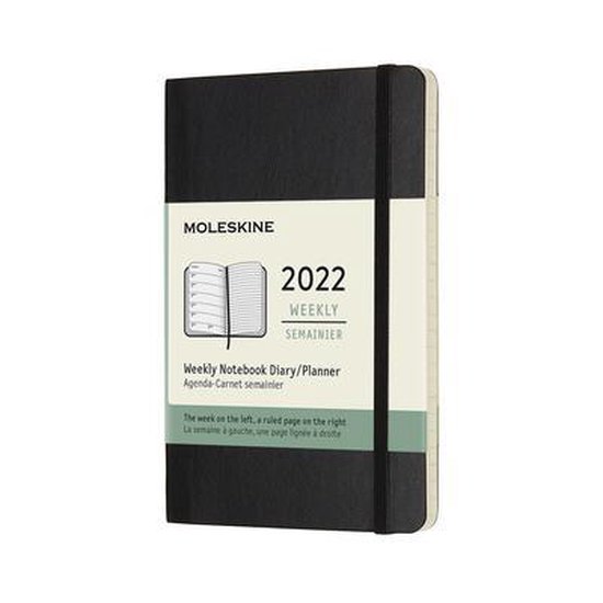 Moleskine 2022 Weekly Planner, 12m, Pocket, Black, Soft Cover (3.5 X 5.5)