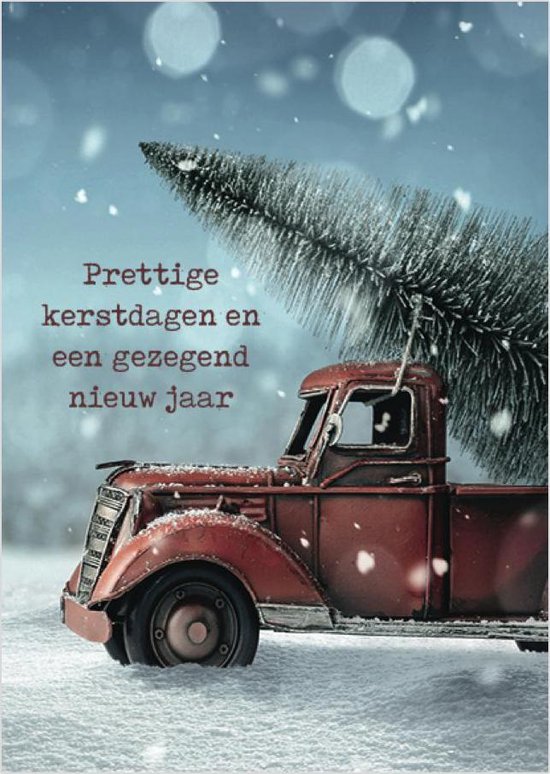 Christelijke kerstkaarten | Voordeelpakket | 10 kerstkaarten met enveloppen | Prettige kerstdagen - auto | MajesticAlly