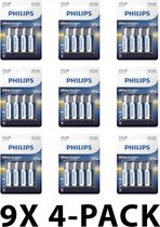 Philips Ultra Alkaline AA batterijen - LR6E4B - 1.5V - Voordeelverpakking 36 stuks
