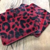 Timbelt set van 6 onderzetters - panter rood - 100% leer