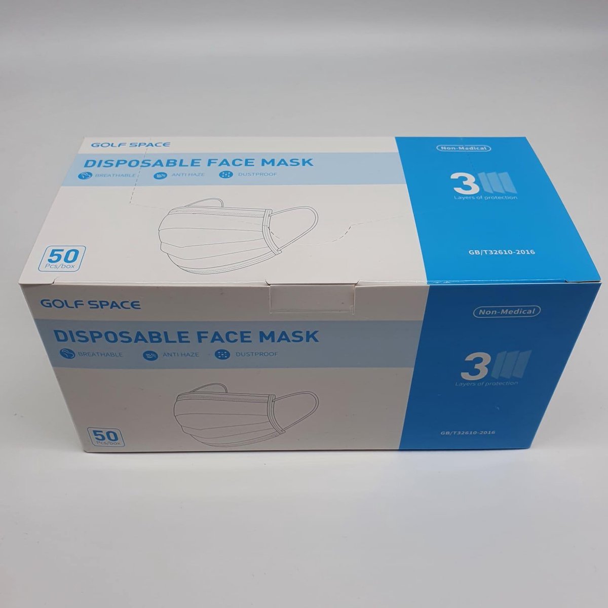 3 laags Wegwerp mondkapjes mondmaskers 50 stuks - niet medisch - Zwart- Golf space