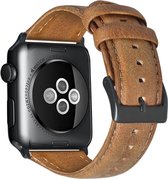 Compatible apple watch bandjes - By Qubix - Luxe Echt Lederen bandje - Lichtbruin - Geschikt voor Apple Watch 38mm / 40mm / 41mm - Apple watch series 3/4/5/6/7