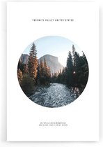 Walljar - River Mountain Yosemite Valley - Muurdecoratie - Poster met lijst