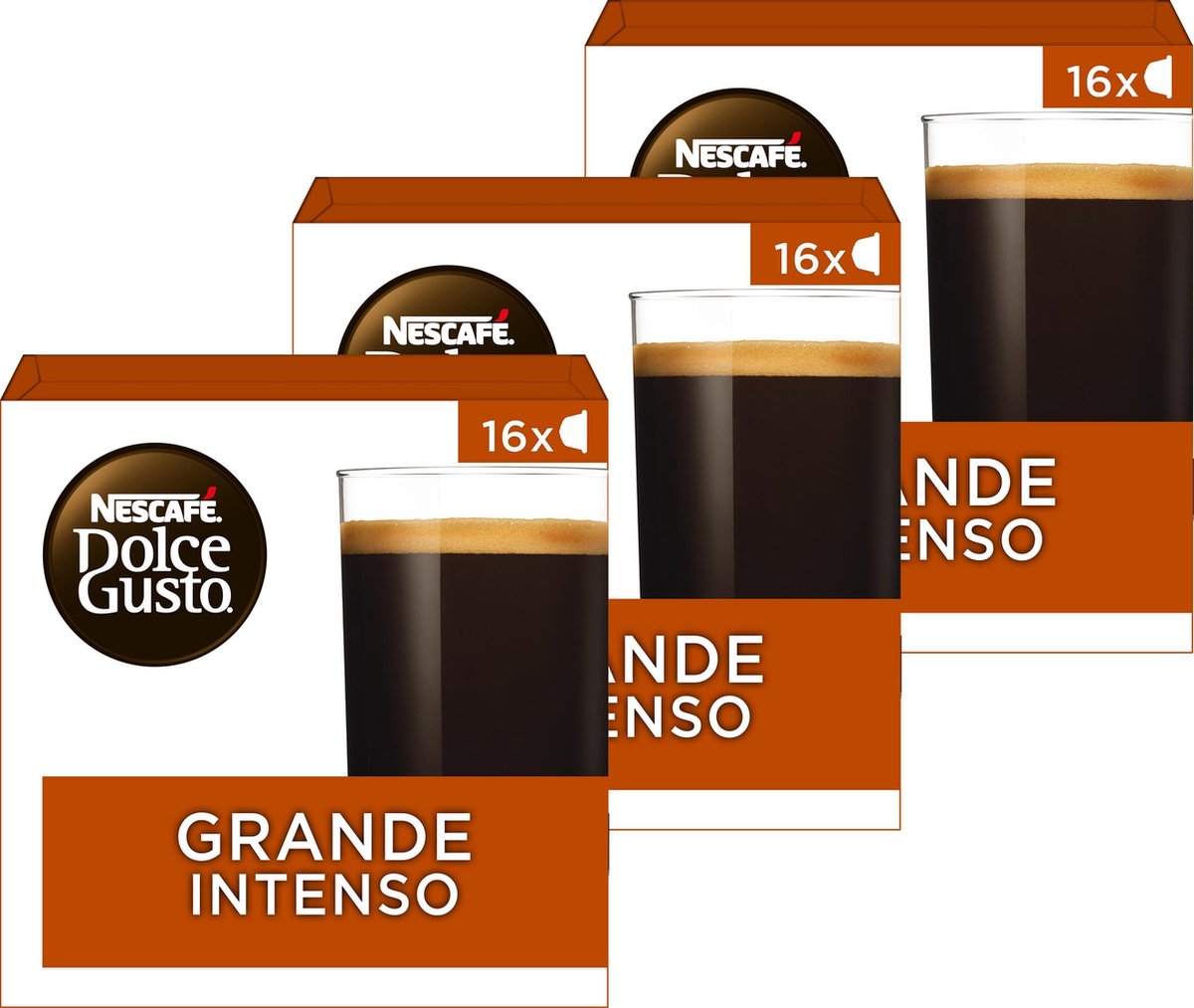 Goedkoopste NESCAFÉ Dolce Gusto Grande Intenso - 3 doosjes a 16 koffiecups voor 48 koppen