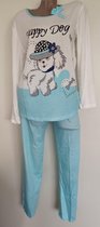 Dames pyjamaset met hondenafbeelding XXL 44-46 lichtblauw