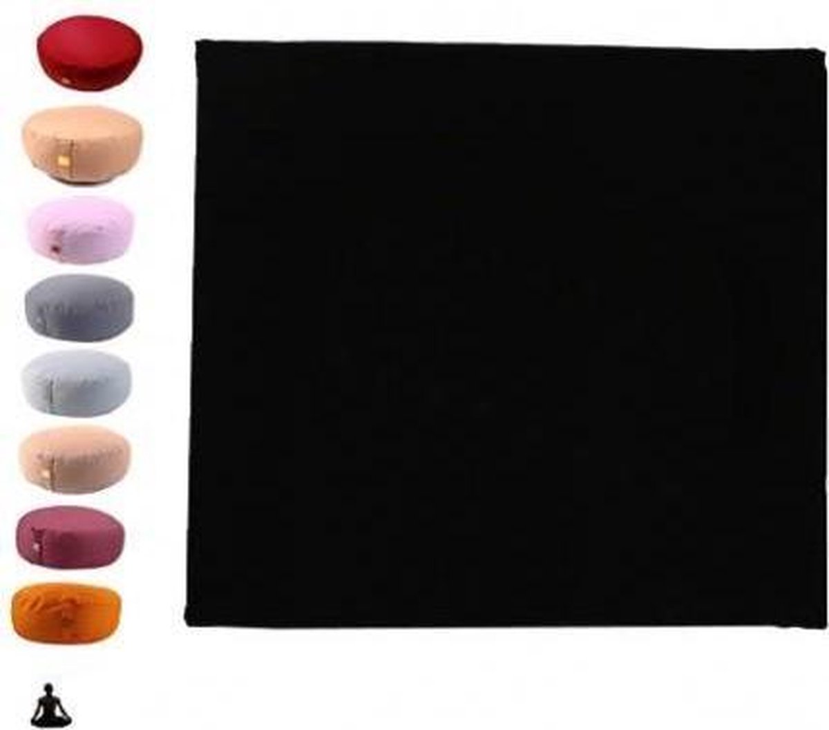 Meditatiemat hoes zwart - Hoes voor meditatiemat - Meditatiemat - 65x65x5 - Katoen - Zwart - Biologisch