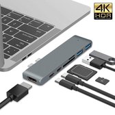 MacBook USB C Hub -  MacBook Pro/Air - Space Gray - USB-C 7 in 1 Hub Adapter - Thunderbolt 3 / 4K HDMI / USB 3.0 / USB-C PD / SD- Micro SD