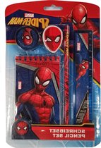 Spiderman teken en schrijfset - 5 delig - rood met blauw - met kladblok potlood en meer