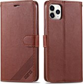 iPhone 12 Mini Hoesje - Bruin - Brown –PolyUrethaan Leer – Leather – Bookcase – Geschikt voor Apple – Case – Schok – Shockproof – Cover - Hoes – Bescherming – Smartphone – Telefoon Accessoire