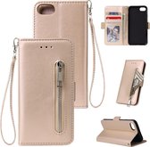 Luxe Bookcase voor Apple iPhone 8 | iPhone 7 | iPhone SE 2020 | Hoogwaardig PU Leren Hoesje | Lederen Wallet Case | Telefoonhoesje | Pasjeshouder | Portemonnee | Rits | Goud