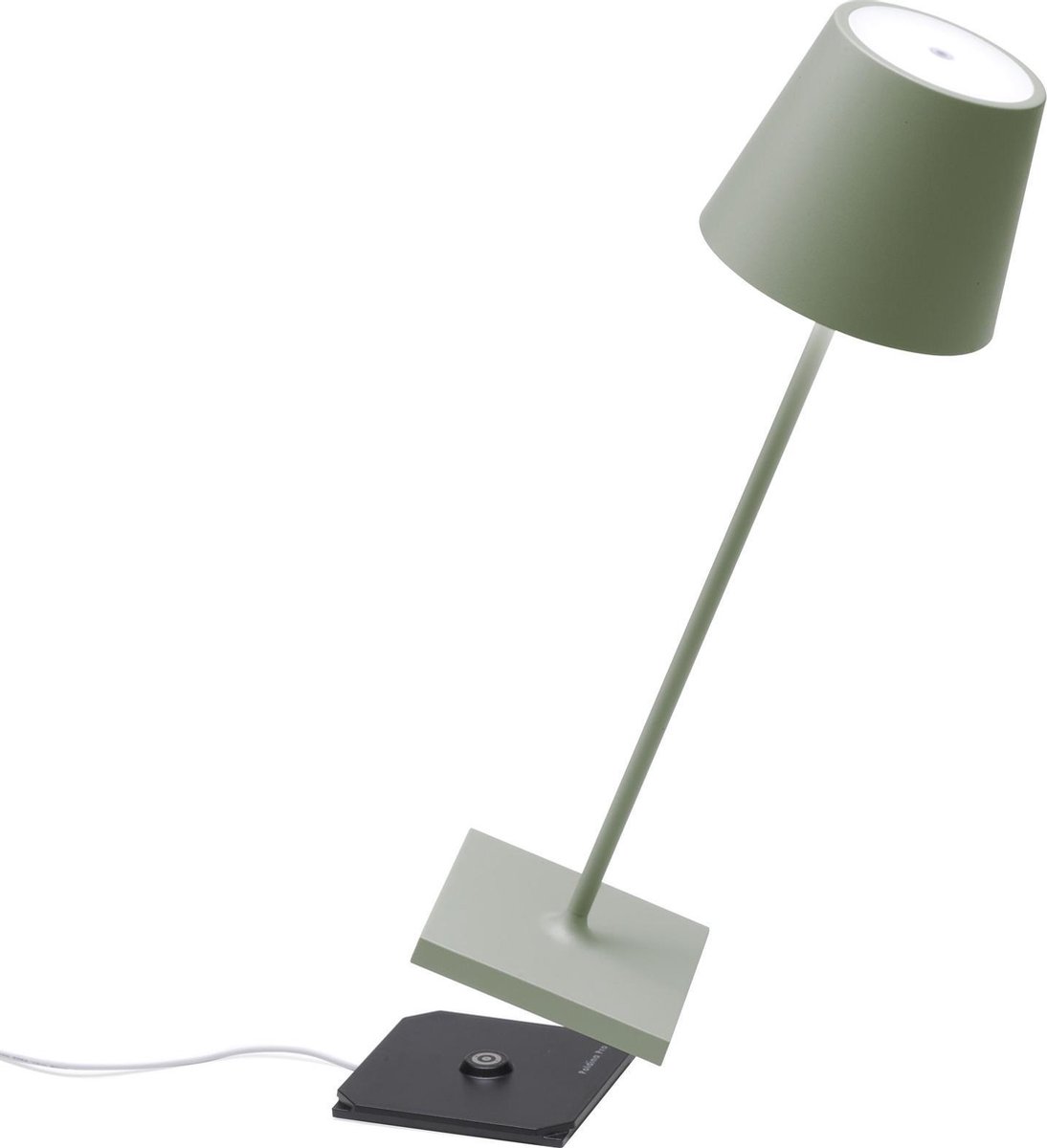 Zafferano - Poldina Pro hoog - Sage Groen - H38 cm - Ledlamp - Terraslamp - Bureaulamp – Tafellamp – Snoerloos – Verplaatsbaar – Duurzaam - Voor binnen en buiten – LED - Dimbaar - 3000K – IP54 Spat Waterdicht - USB oplaadbaar