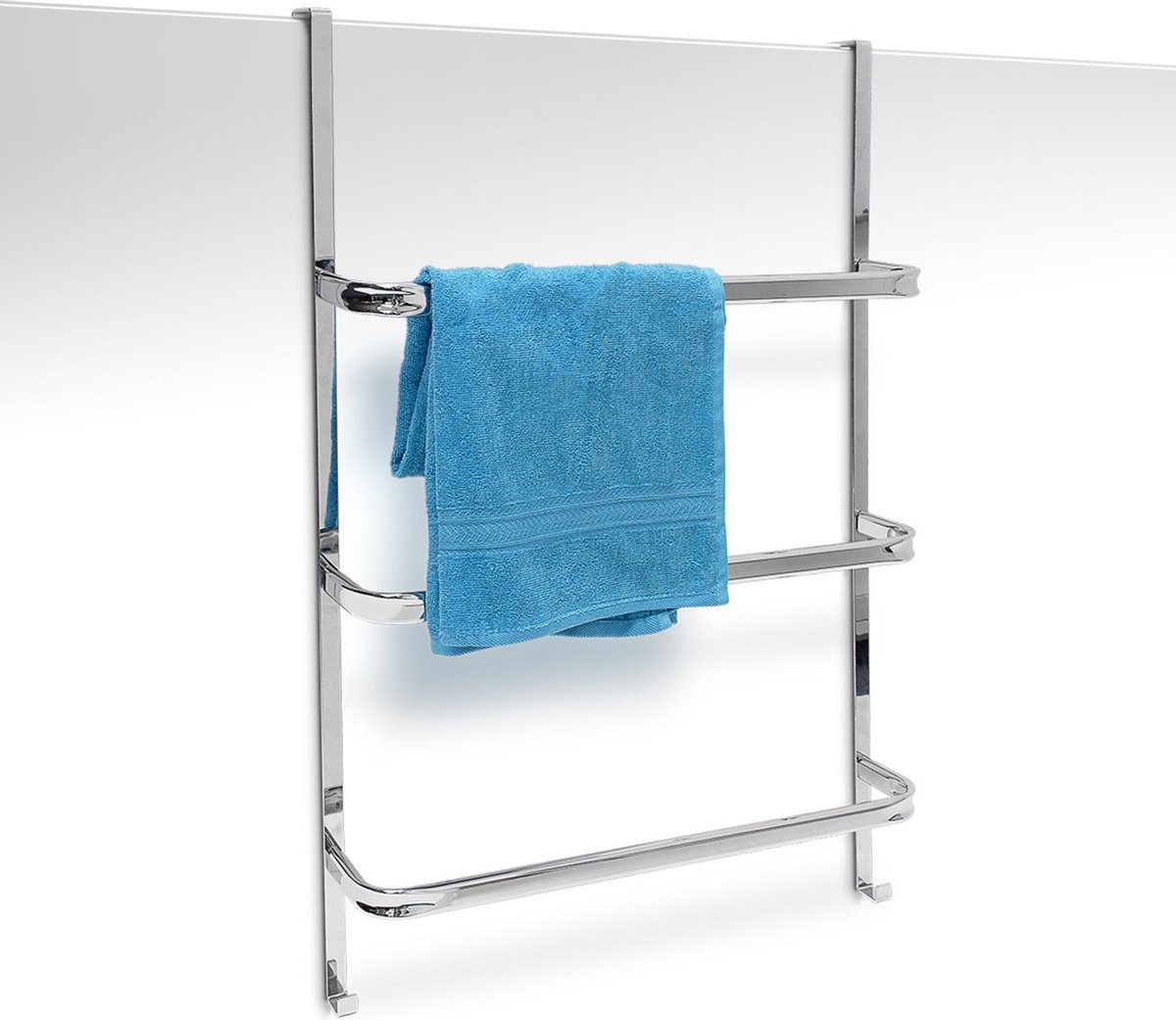 Relaxdays handdoekrek deur - met 3 stangen - handdoekhouder rvs - handdoekenrek hangend