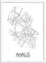 Ahaus Plattegrond poster A3 + Fotolijst Wit (29,7x42cm) - DesignClaud