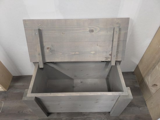 Coffre à jouets `` Medium '' en bois d'échafaudage Grey Wash 46x80x44cm