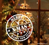 Raamsticker Merry X Mas Happy New Year - Kerststicker - Kerststicker stempel - Kerstversiering - Kerstdecoratie