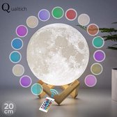 Maan lamp 3D - 20 CM - Accu 20 tot 95 uur - Maanlamp - Moonlamp - 16 verschillende led kleuren - Maanlamp - Maan Lamp