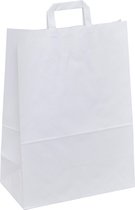 1 doos van 250 witte draagtassen/ papieren tassen In Kraftpapier Met Platte Oren 18x8x22cm