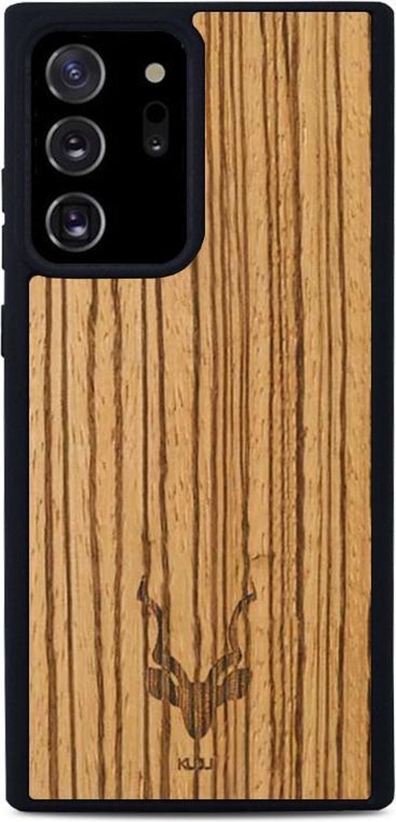 Kudu Samsung Galaxy Note 20 Ultra hoesje case - Houten backcover - Handgemaakt en afgewerkt met duurzaam TPU - Zebrano - Zwart