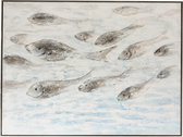 J-Line Schilderij Vissen Zee Hout/Canvas Blauw/Grijs