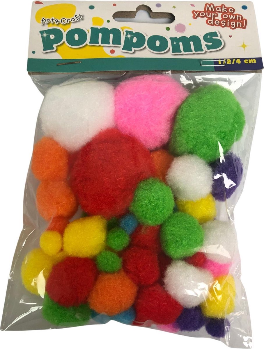 Pom poms kleur 1,2,4cm - pompons - knutselspullen - decoratie - hobby - knutsel - versiering - maken - cadeau