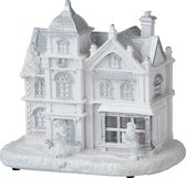 J-Line Huis+Figuren Winter Led Polyresine Wit