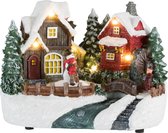 J-Line Huizen+Figuren Deco Winter Led Polyresine Mix