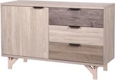 CAIRO Kast met 1 deur 3 lades - Hout en zwart - L 120 x D 28 x H 75 cm