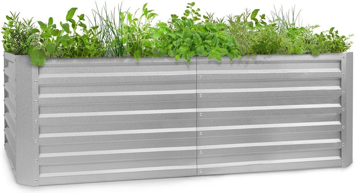 Blumfeldt metalen verhoogd bed, Weerbestendig stalen verhoogd bed voor balkon & tuin, Gegalvaniseerd roestvrij stalen verhoogd bed, Vrijstaande verhoogde bedden 200x60x100 cm, 1200L plantenbak groot voor bloemen, fruit, groenten