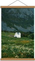 Schoolplaat – Huisje aan de Rand van de Berg - 40x60cm Foto op Textielposter (Wanddecoratie op Schoolplaat)