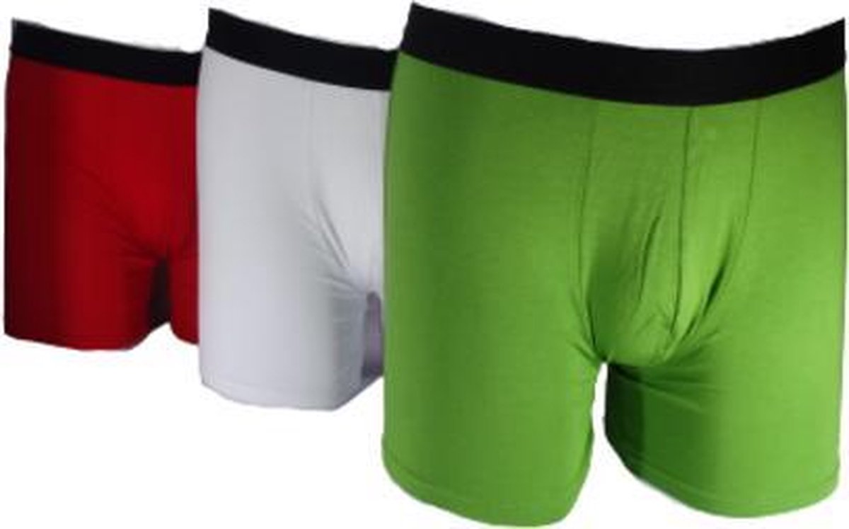 Hipperboo® Bamboe Onderbroeken - Maat M - 3 paar - Ondergoed - Boxershort - Rood/Wit/Groen