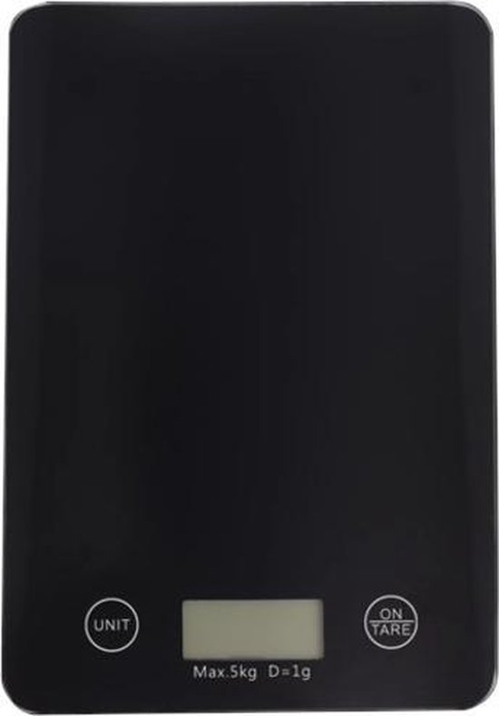 Keukenweegschaal - Digitaal - max 5kg - Verschillende Meeteenheden - ZWART  - Incl Batterij | bol.com