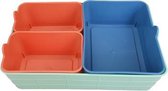 Flexibele mini opbergmandjes - set van 4 - Blauw/Groen/Oranje - Kunststof - Voorraadbakjes - Opbergbakjes