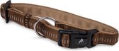 Vadigran Soft Grip Halsband - Nylon - Gevoerd - Bruin - S - Breedte: 1 cm - Nekomtrek: 20 - 30 cm (GELIEVE ALVORENS BESTELLEN OPMETEN)